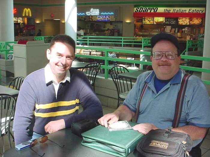 Dr. Bruce N. Shortt and James Boyes (of CEANet) meet at the Cascade Mall in Mount Vernon, WA, 8-19-2004.